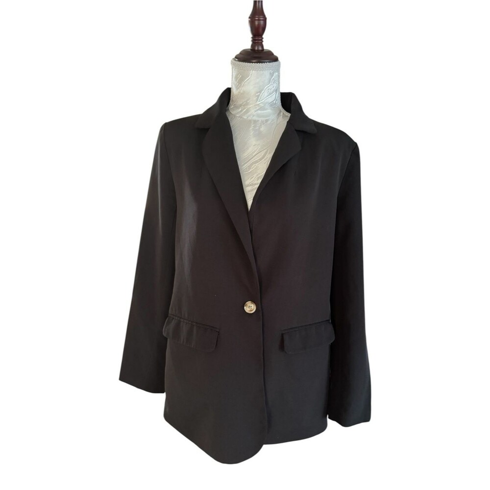 Pink Lily Black Single-Button Women's Blazer